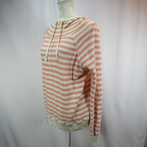 Lucky Brand Tops - Lucky Lotus Pink Ivory Striped Hoodie Sweatshirt M